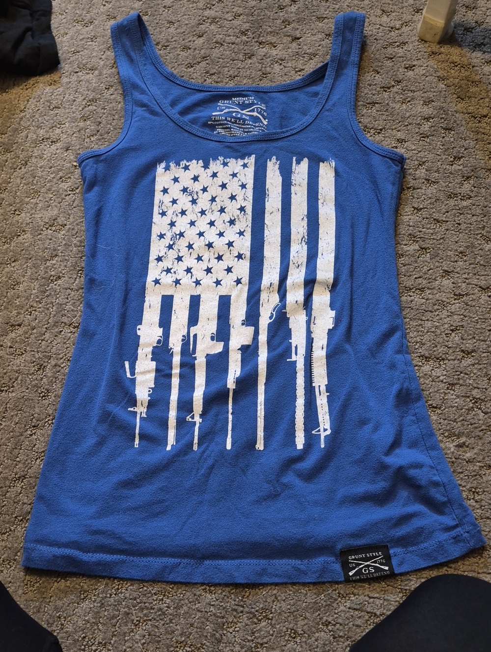 Grunt Style Blue Tank with White Flag Rifle Graphic